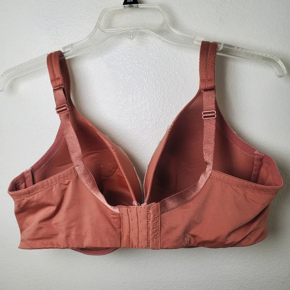 Cacique By Lane Bryant Mauve Pink Lightly Line Full Coverage Lace Trim Satin Bra